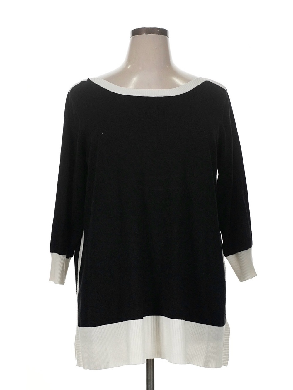 Cyrus Black Boatneck Sweater with White Trim